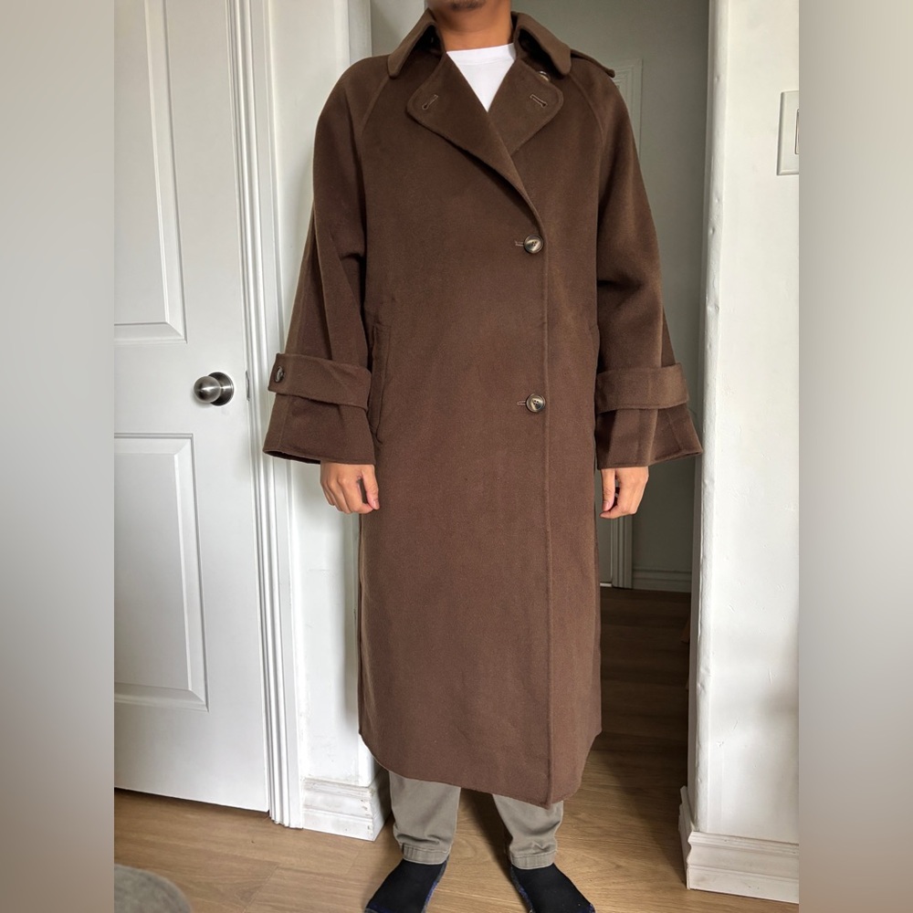 NWT Long Chocolate Brown 100% Wool Coat